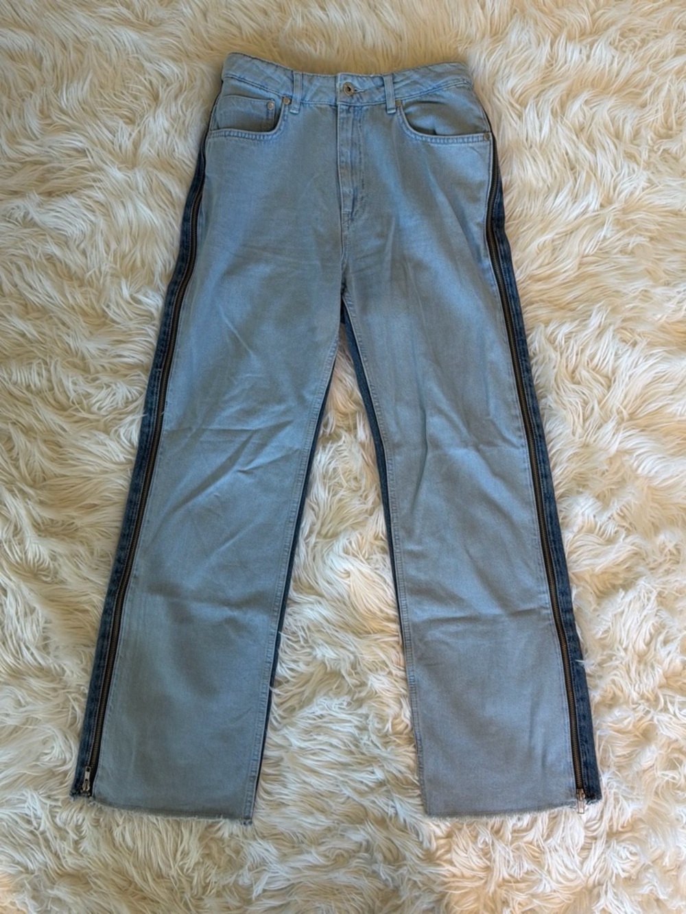 The Ragged Priest Two-Tone Side Zip Wide Leg Jeans